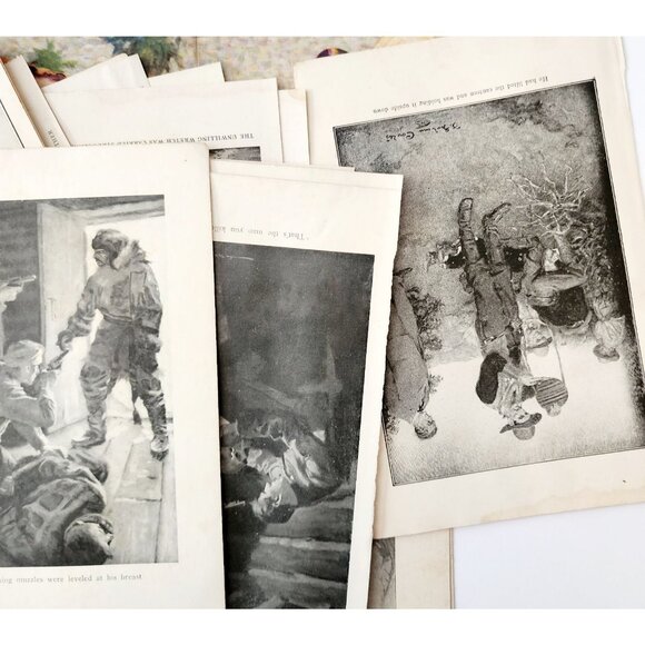 1940s Lot Of 34 Book Plate Prints Western Romance Vintage Art Ephemera DWW12B - Picture 3 of 7